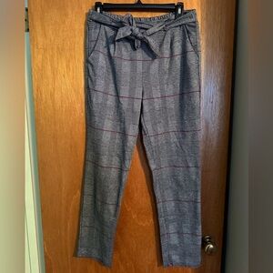 Love Tree plaid trousers with bow tie waistband